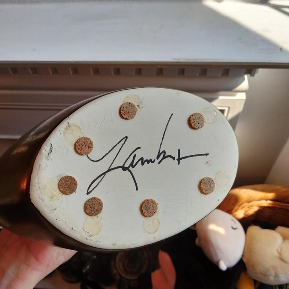 Vintage 1980s signed Michael Lambert bronze pottery vessel vase - Picture 6 of 6